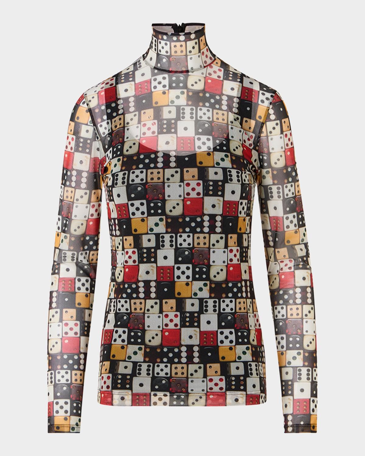 Akris punto Dice Print Tulle Top