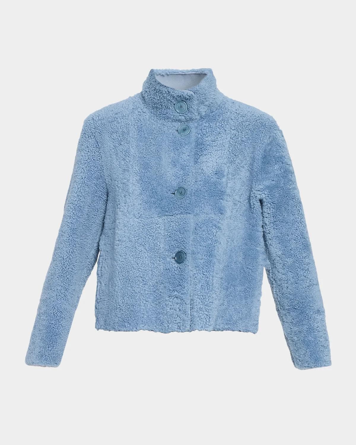 Akris punto Throw Over Lamb Shearling Reversible Coat