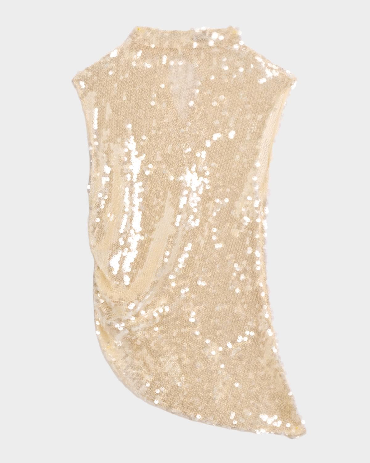 LAPOINTE Mock-Neck Sequined Mesh Asymmetric Top