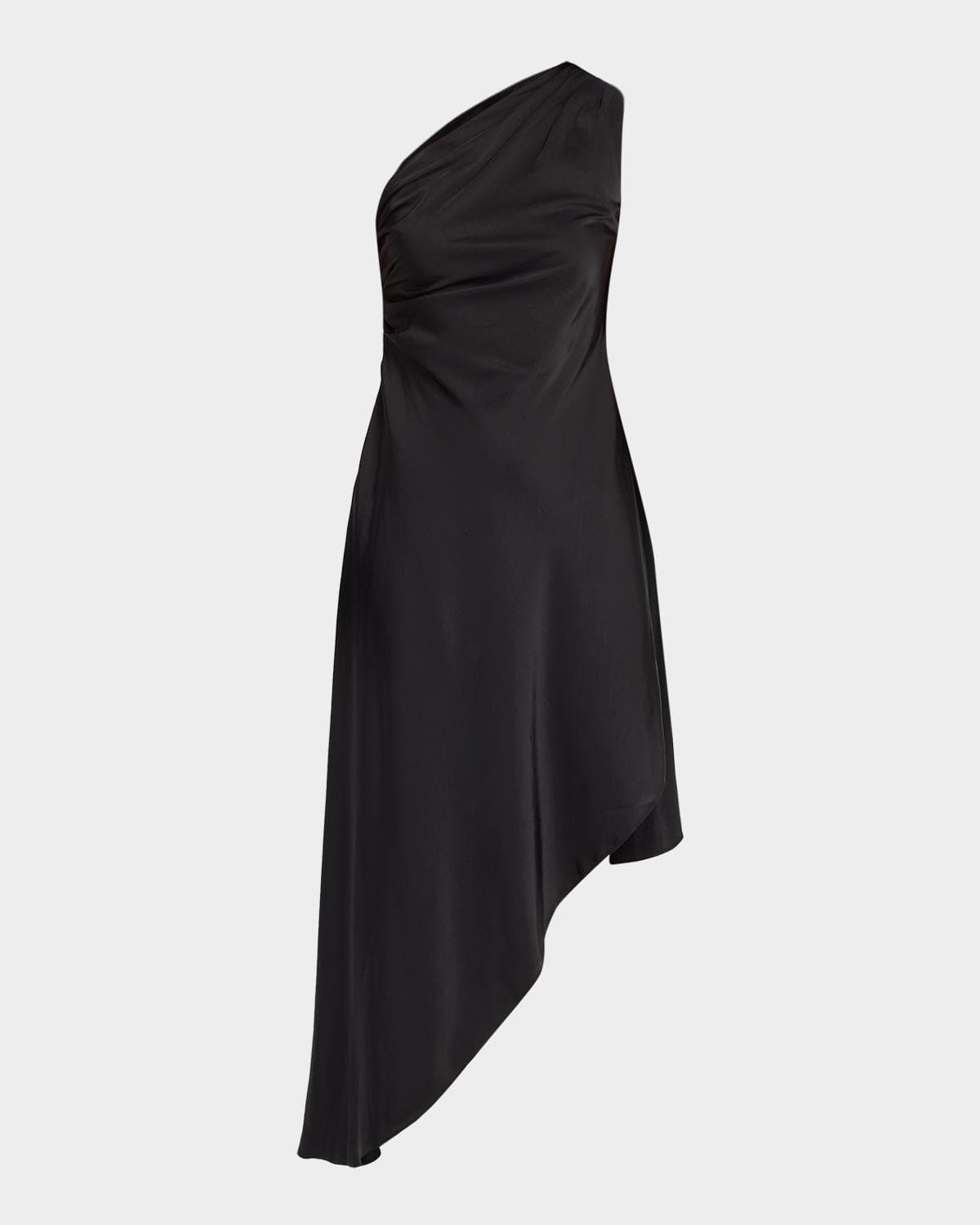 LAPOINTE Satin One-Shoulder Midi Dress