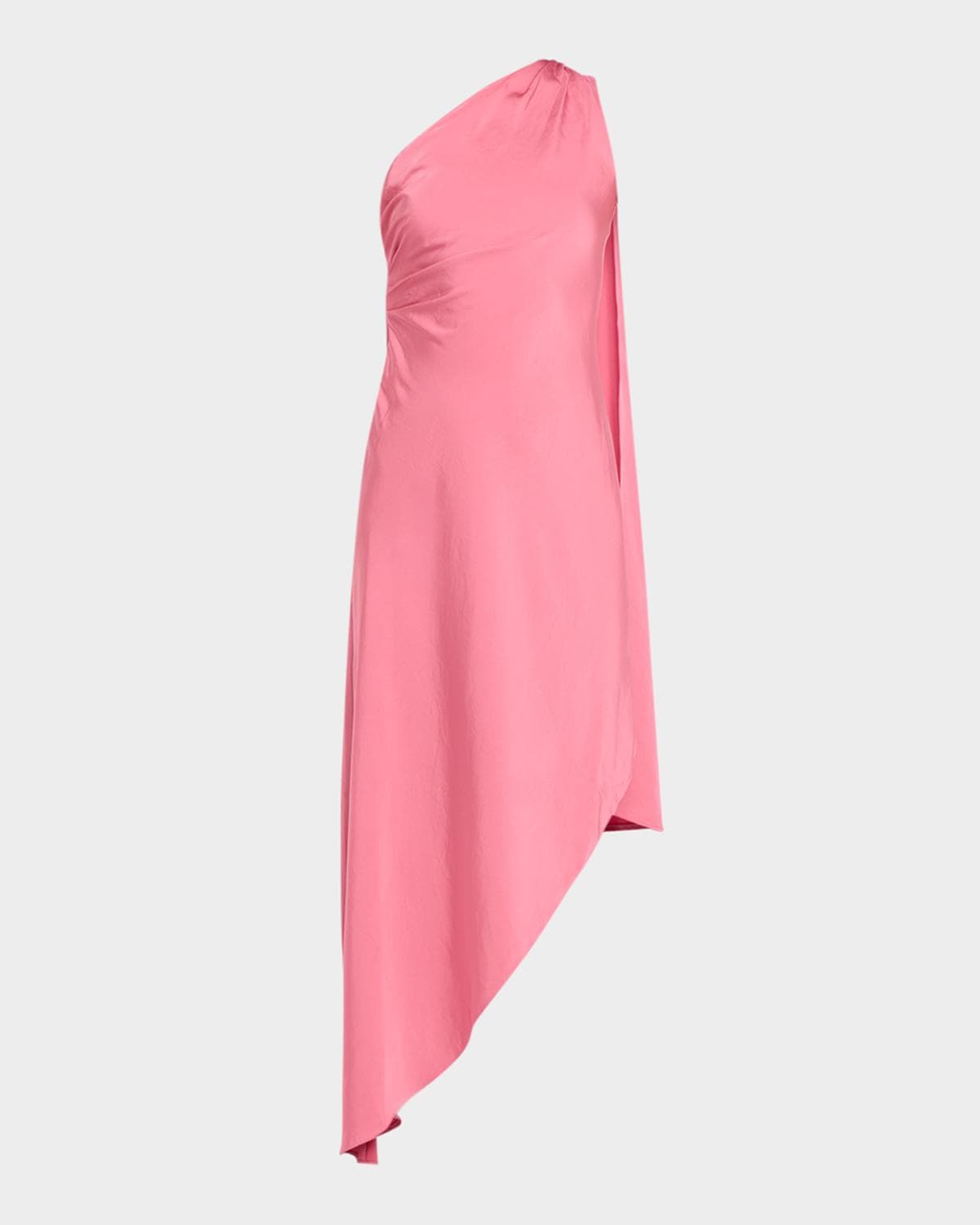 LAPOINTE Satin One-Shoulder Midi Dress