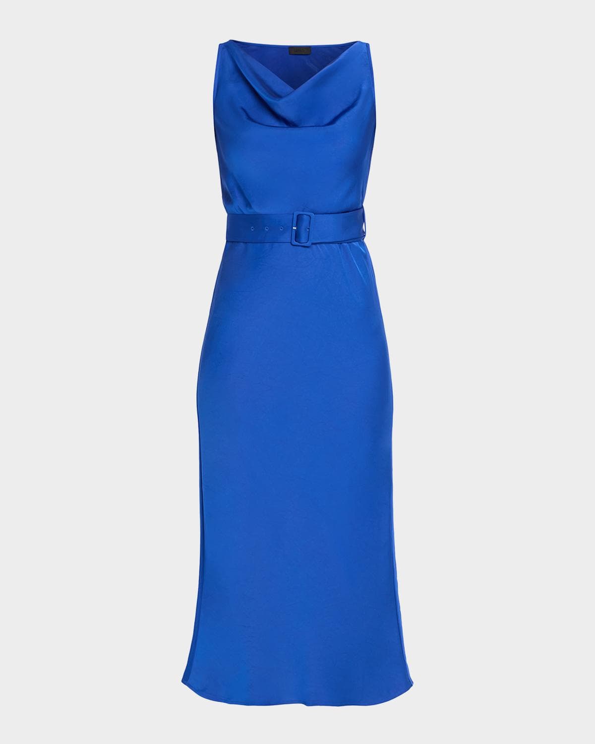 LAPOINTE Satin Sleeveless Belted Dress
