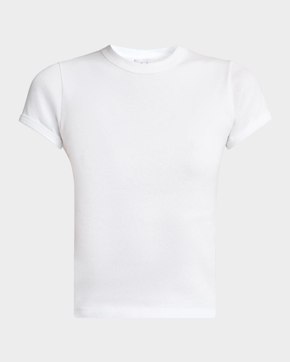 Saint Laurent Cassandre Short-Sleeve Rib-Knit T-Shirt