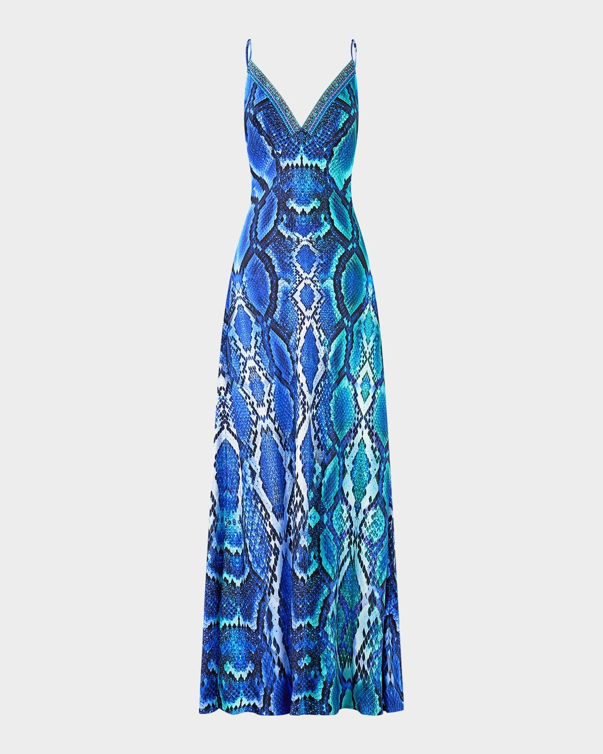 Camilla The Sapphire Serpent Bias-Cut Maxi Slip Dress