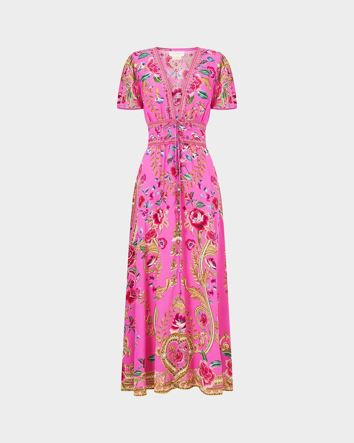 Camilla Matadora Flora V-Neck Tie-Front Midi Dress