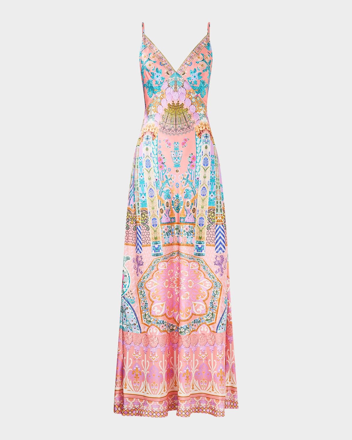 Camilla V-Neck Silk Maxi Dress