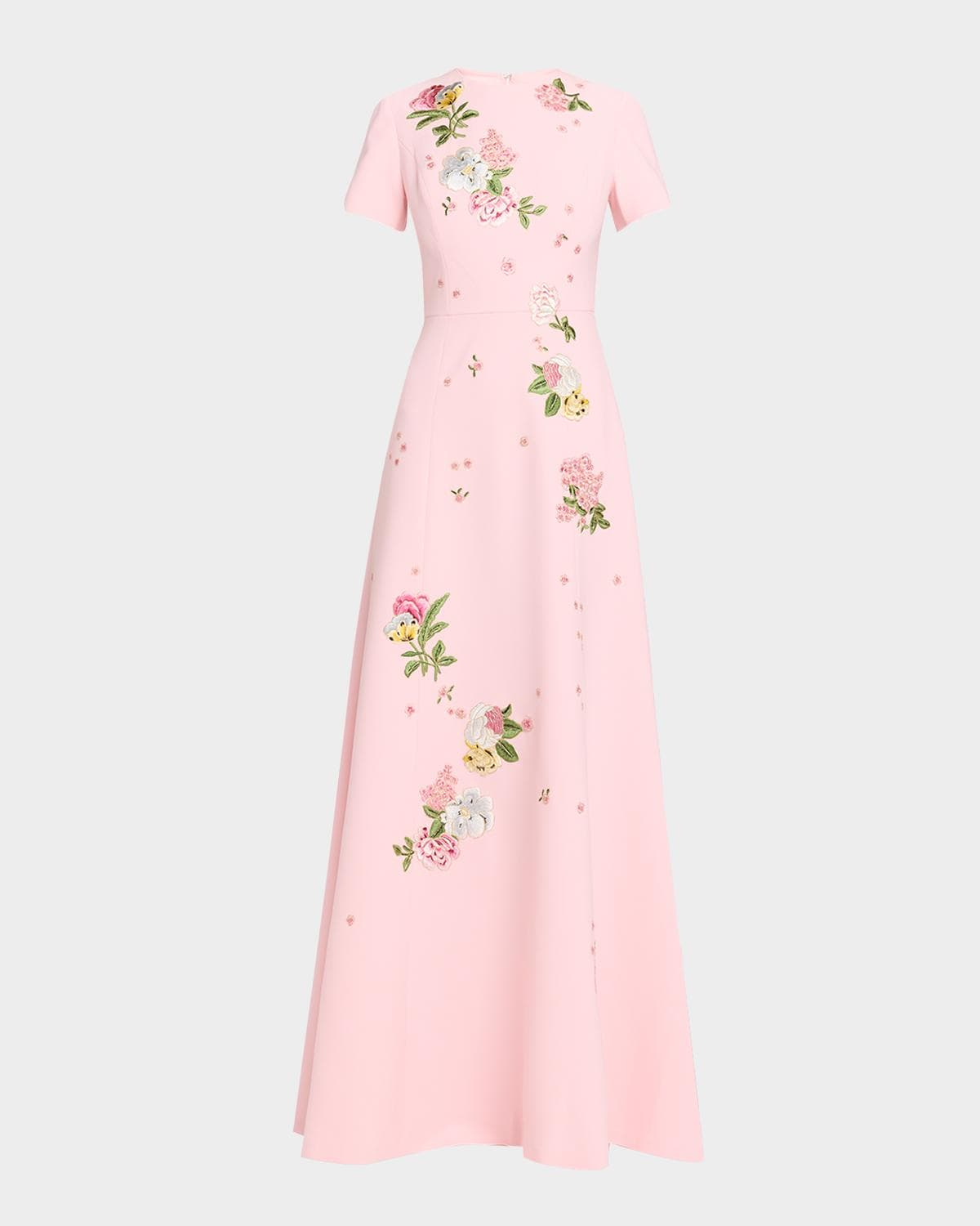 Carolina Herrera Rose Embroidered Sleeveless Trumpet Gown