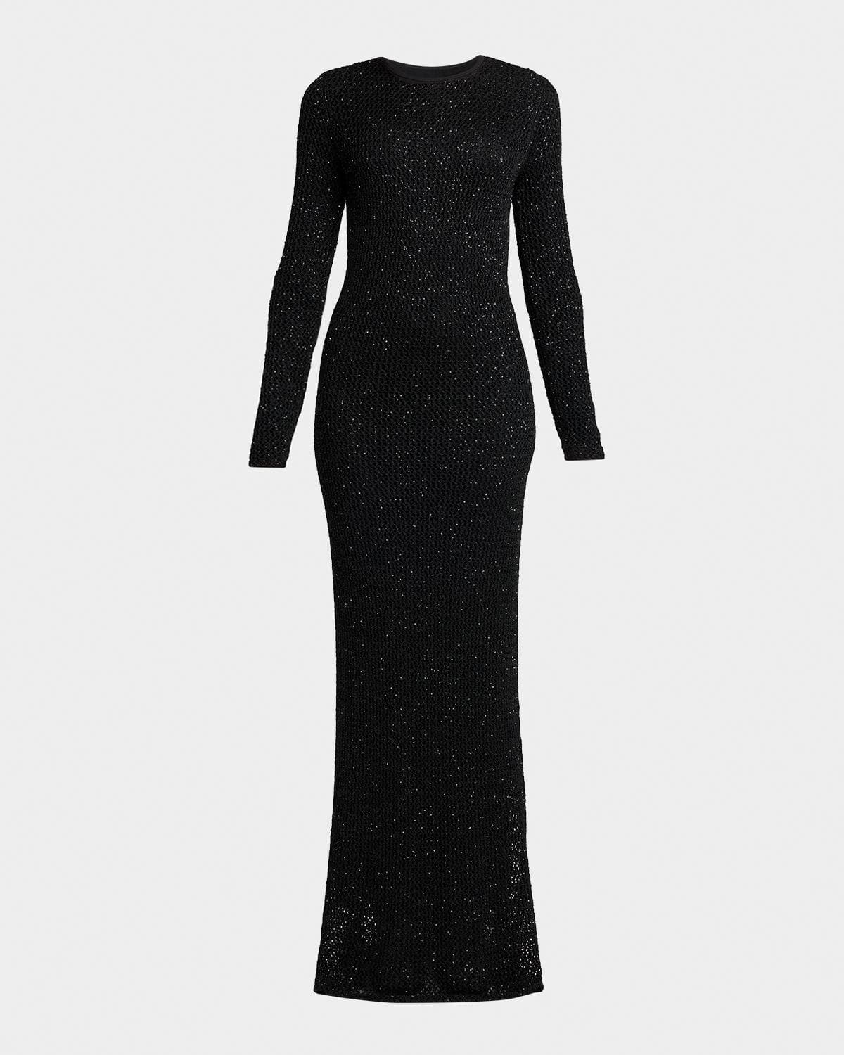 Golden Goose Journey Long-Sleeve Sequined Mesh Maxi Dress