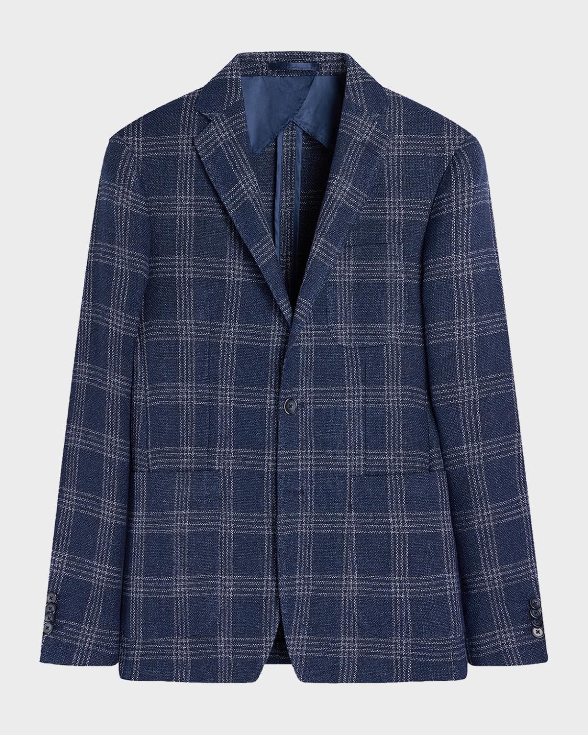 Bugatchi Men's Windowpane Two-Button Blazer