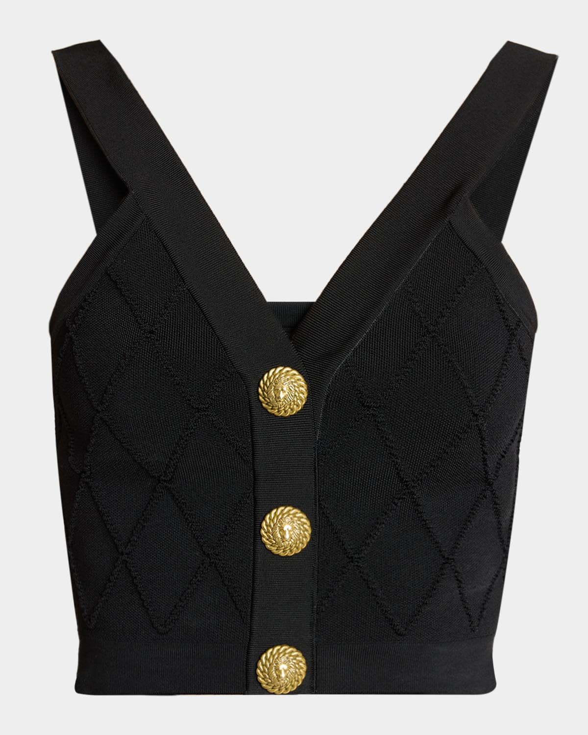 Balmain 3-Button Quilted Compact Knit Vest