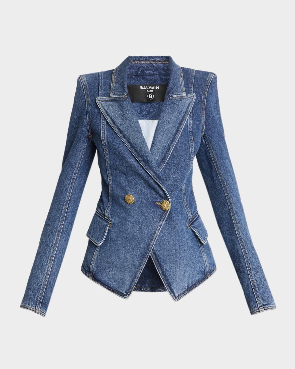 Balmain Denim Double-Breasted Blazer