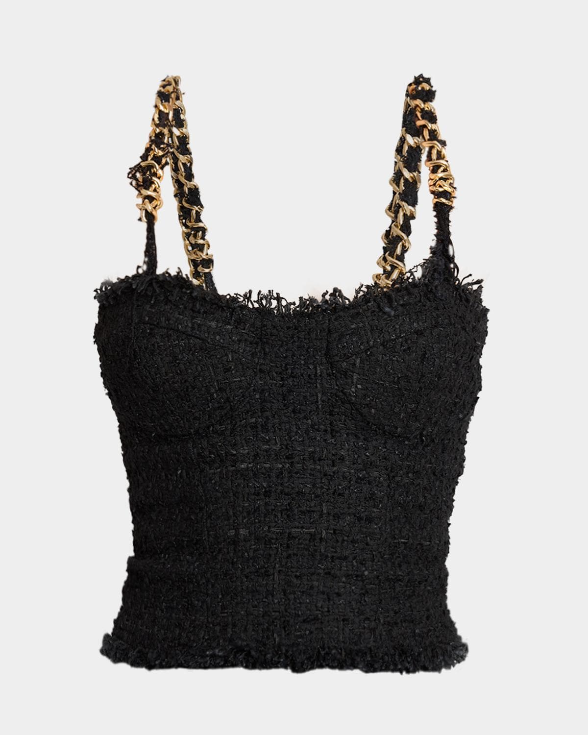 Balmain Tweed Chain Strap Top