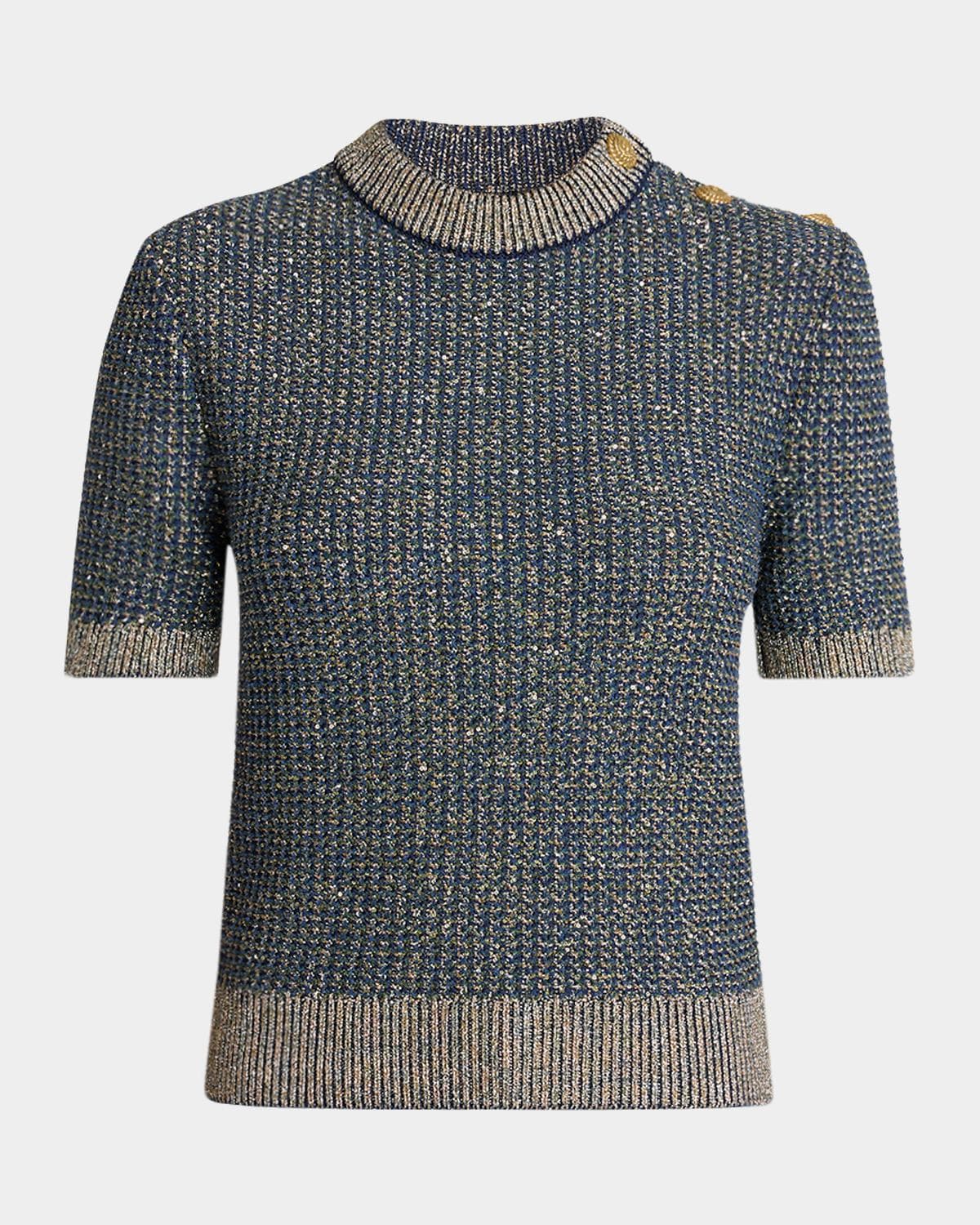 Balmain Glittered Tweed Knit Top
