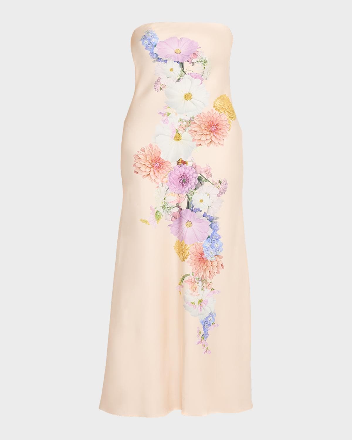 As It May Vionne Strapless Floral-Print Midi Dress