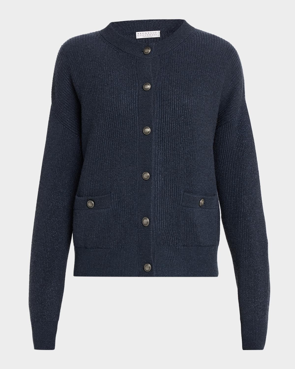 Brunello Cucinelli Shimmering Cashmere-Blend Crewneck Cardigan