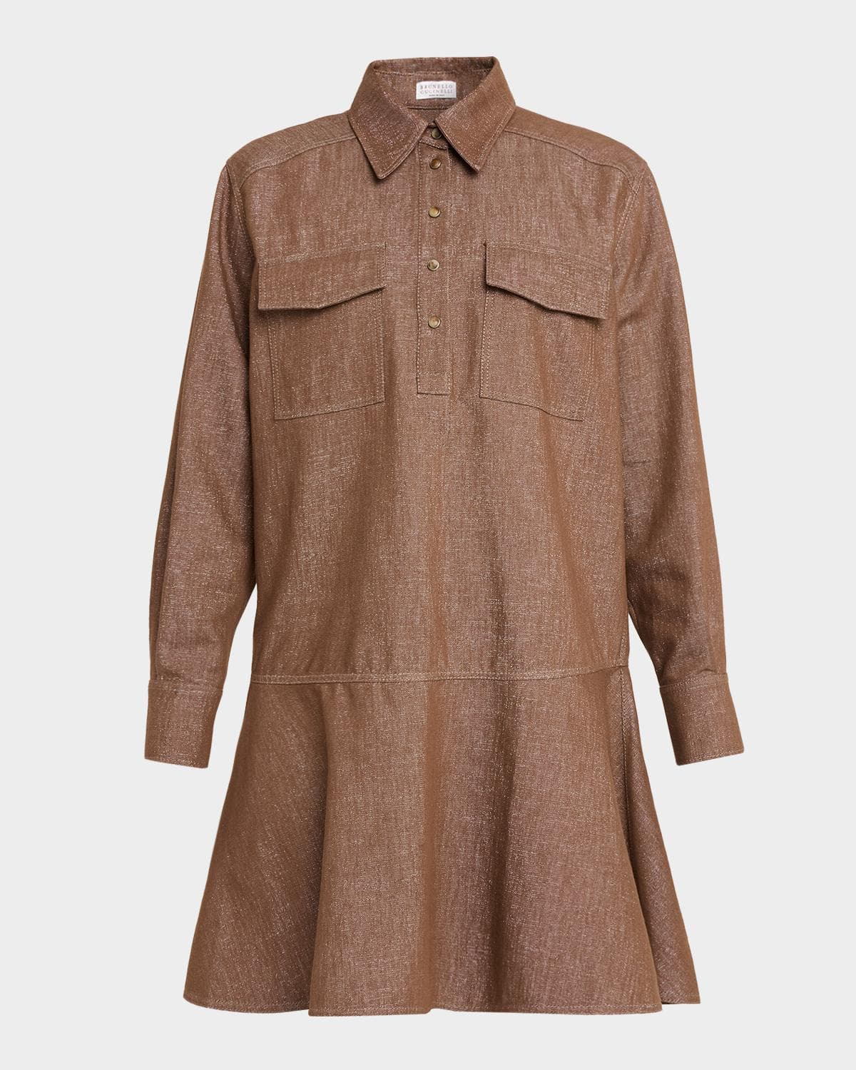 Brunello Cucinelli Shimmering Denim Mini Shirtdress