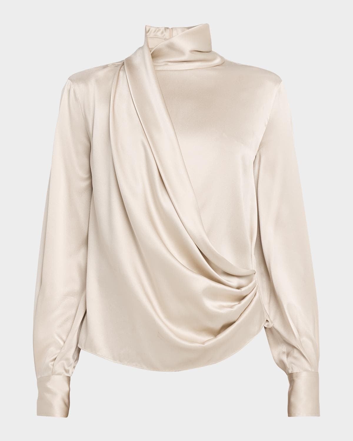 Brunello Cucinelli Draped Wrap Satin Blouse