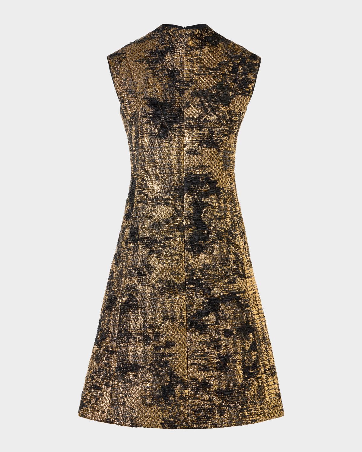 Akris Fragmented Techno Lame Jacquard Sleeveless Dress