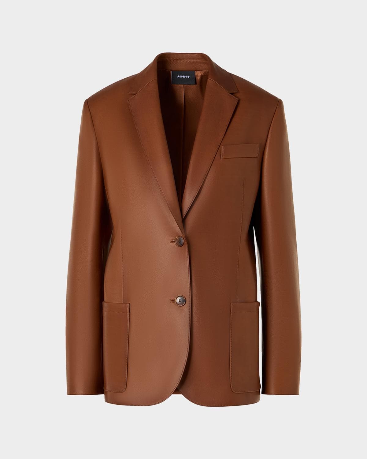 Akris Kora Nappa Leather Single-Breasted Jacket