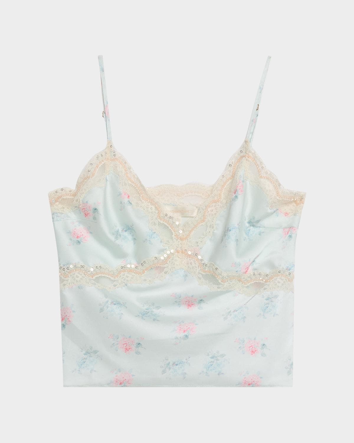 LoveShackFancy Lamora Floral Satin Tank Top