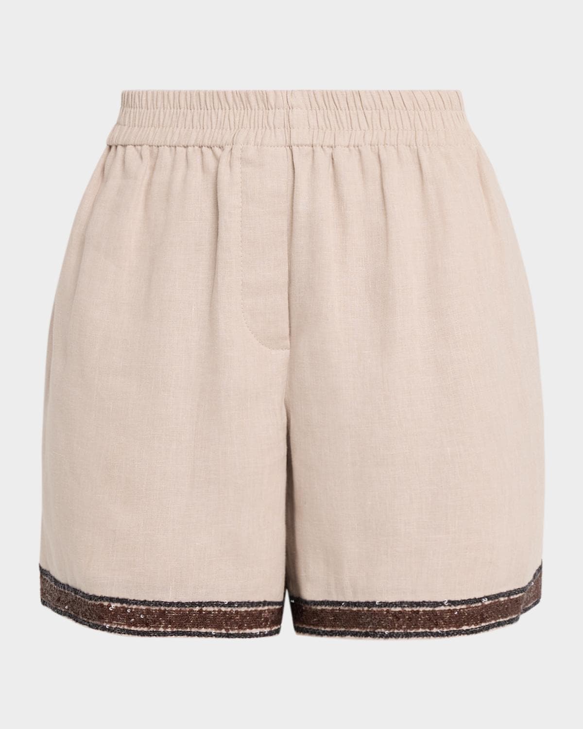 Brunello Cucinelli Paillette Embroidered Linen Bermuda Shorts