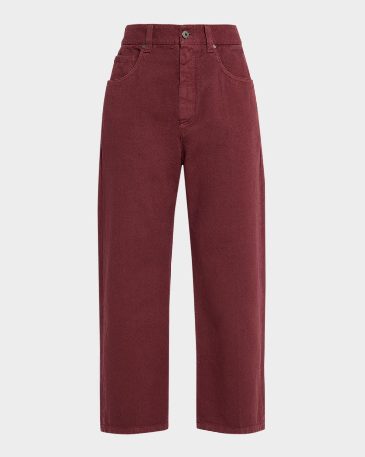 Brunello Cucinelli Dyed Cotton-Twill Relaxed-Leg Ankle Pants