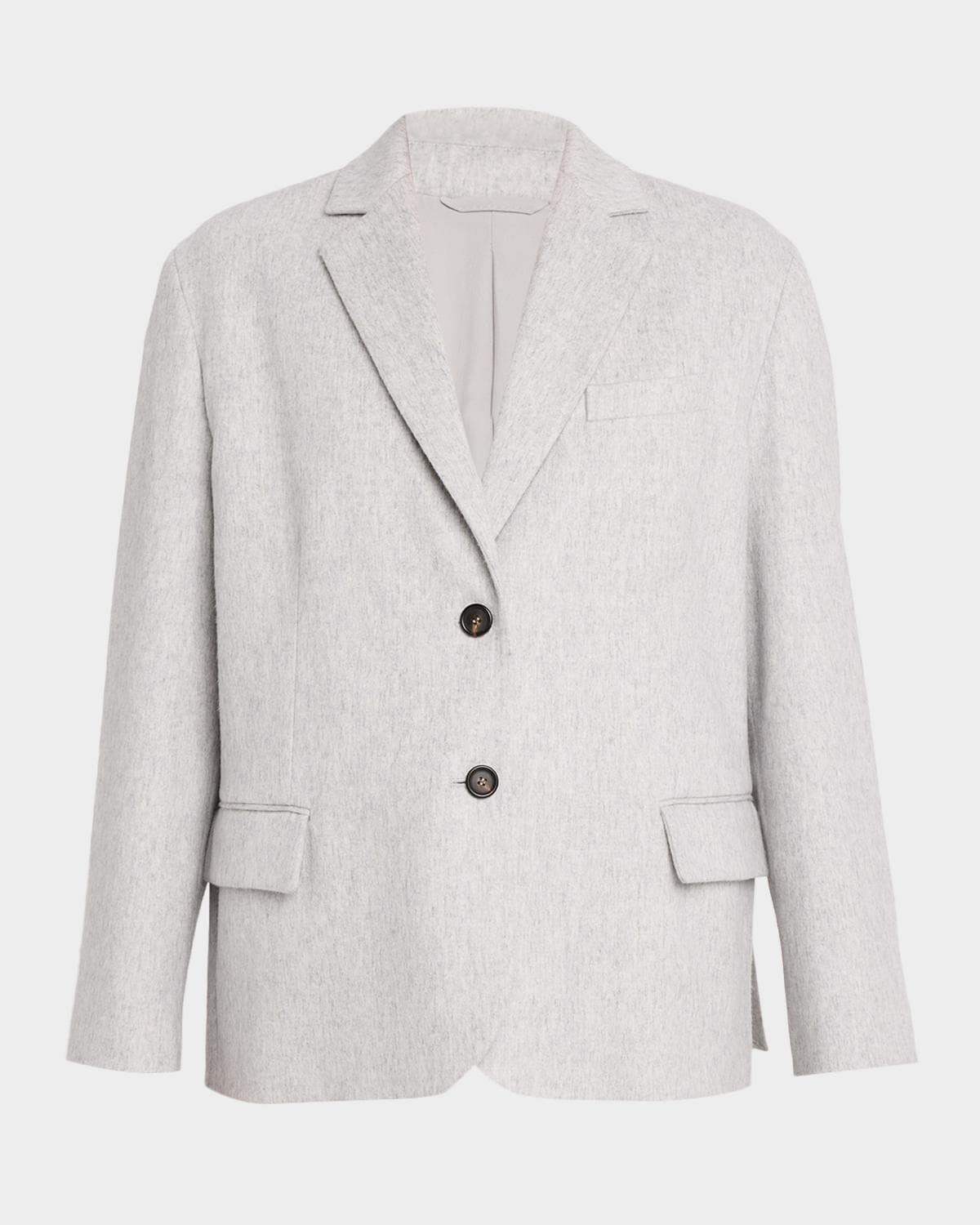 Brunello Cucinelli Deconstructed Jersey Single-Breasted Blazer Jacket
