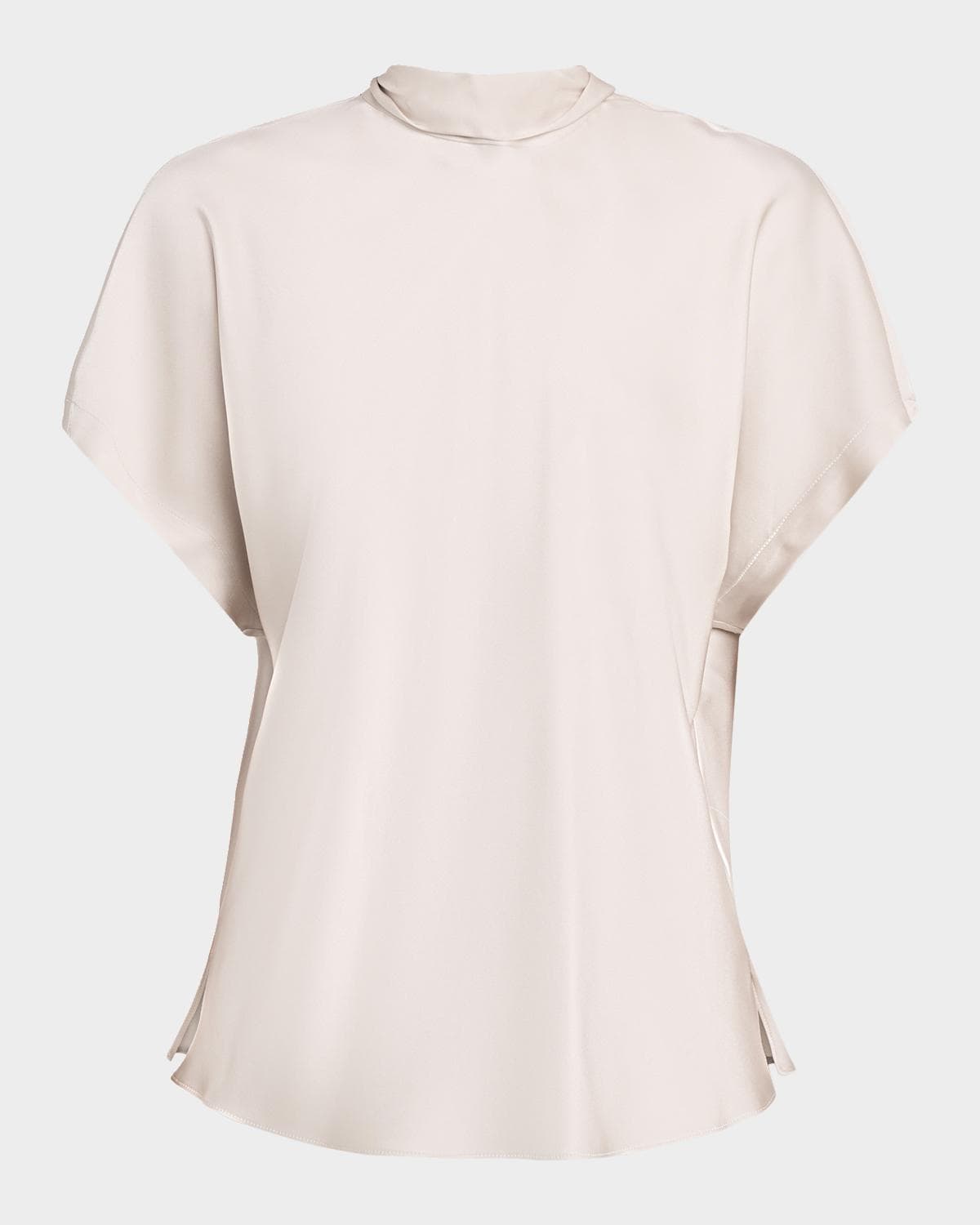Brunello Cucinelli Back-Tie Short-Sleeve Silk Blouse