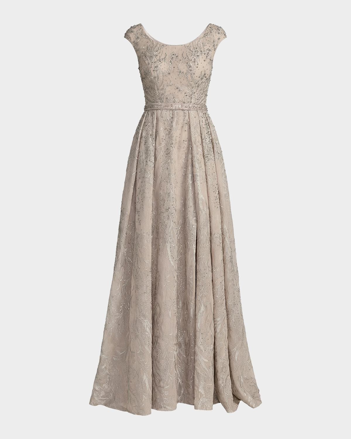 Mac Duggal Beaded Embellished Tulle A-Line Gown