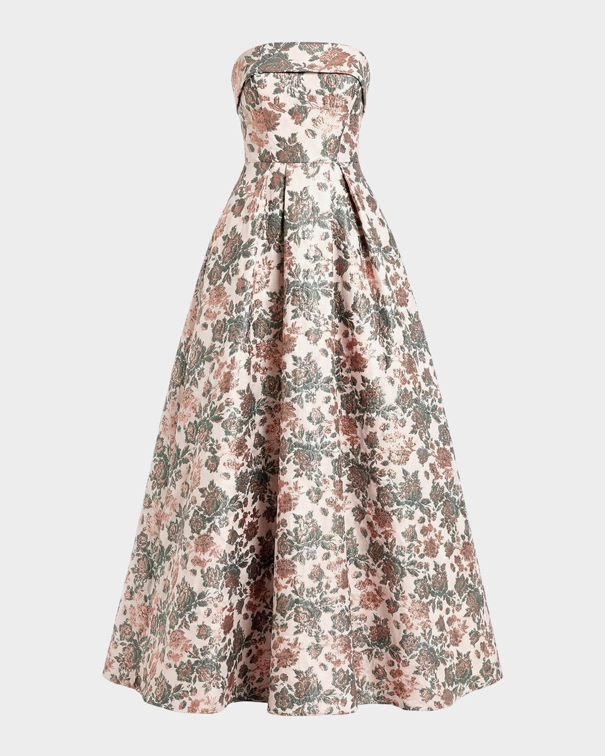 Mac Duggal Floral Brocade Strapless Gown