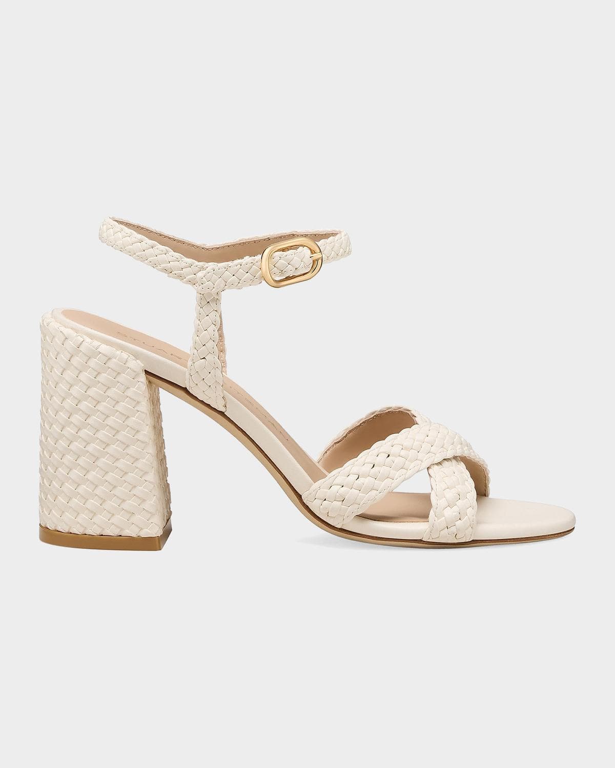 Stuart Weitzman 85mm Alyssa Woven Leather Ankle-Strap Sandals