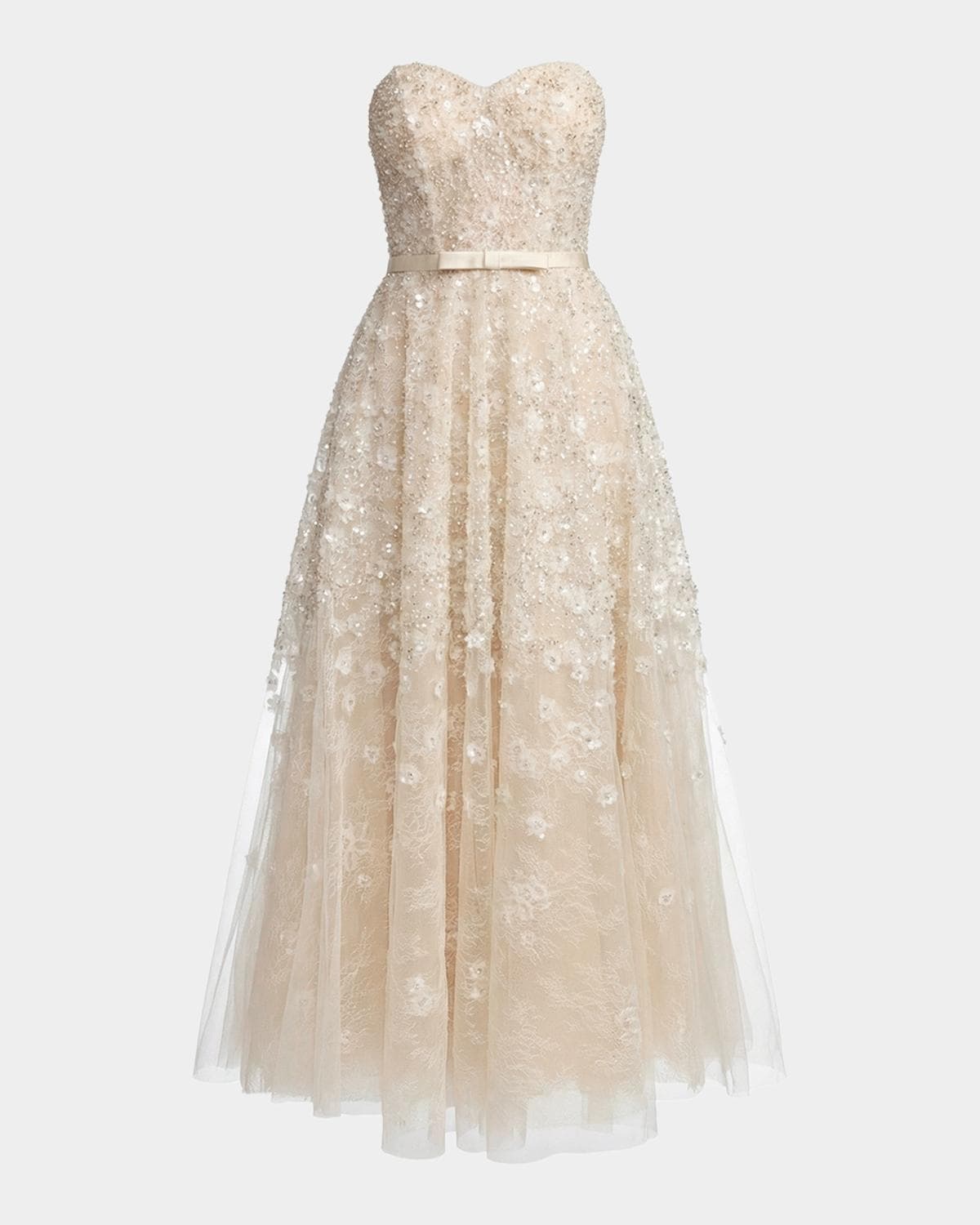 Mac Duggal Sequin Floral Strapless Gown