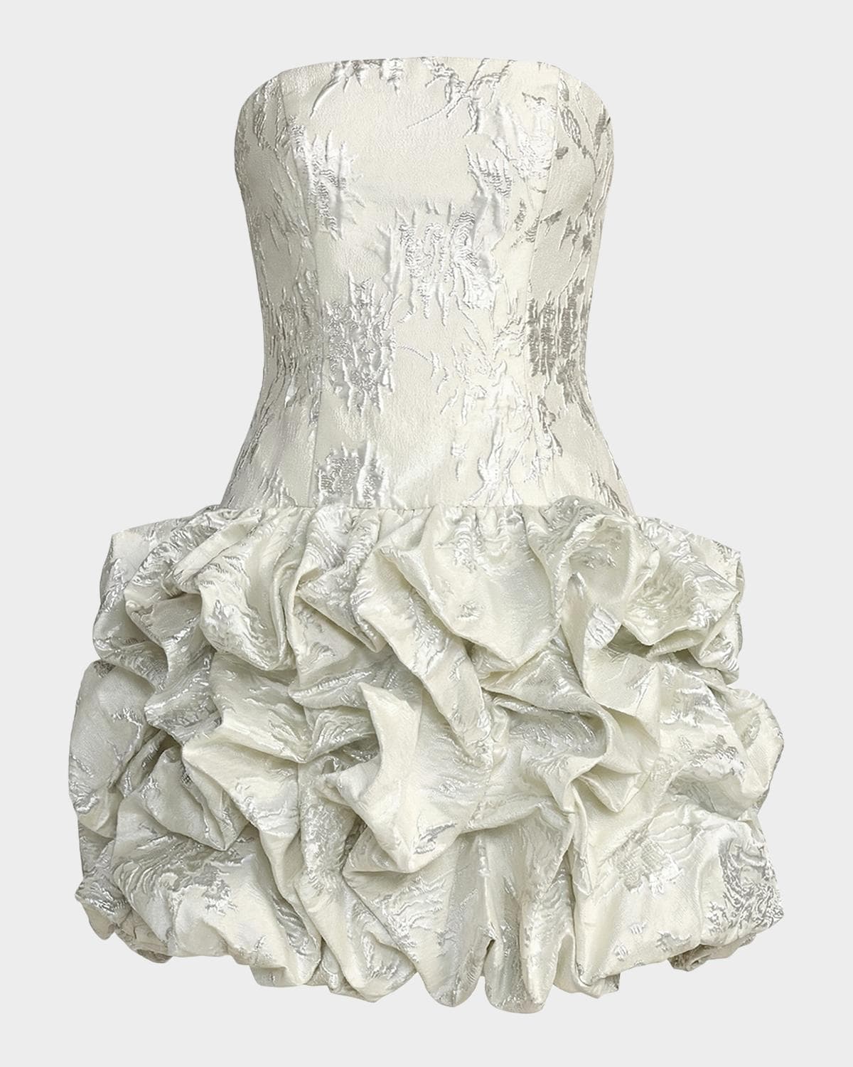 Mac Duggal Brocade Strapless Bubble Hem Mini dress