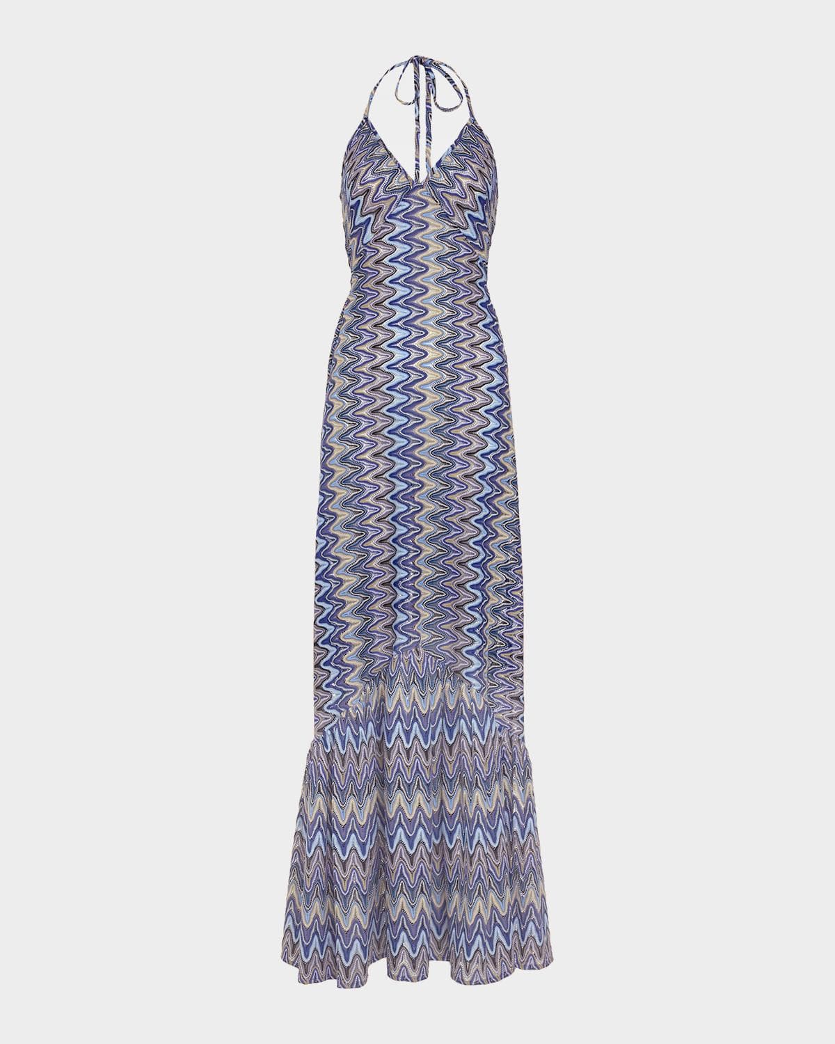 Ramy Brook Delilah Chevron Halter Maxi Dress