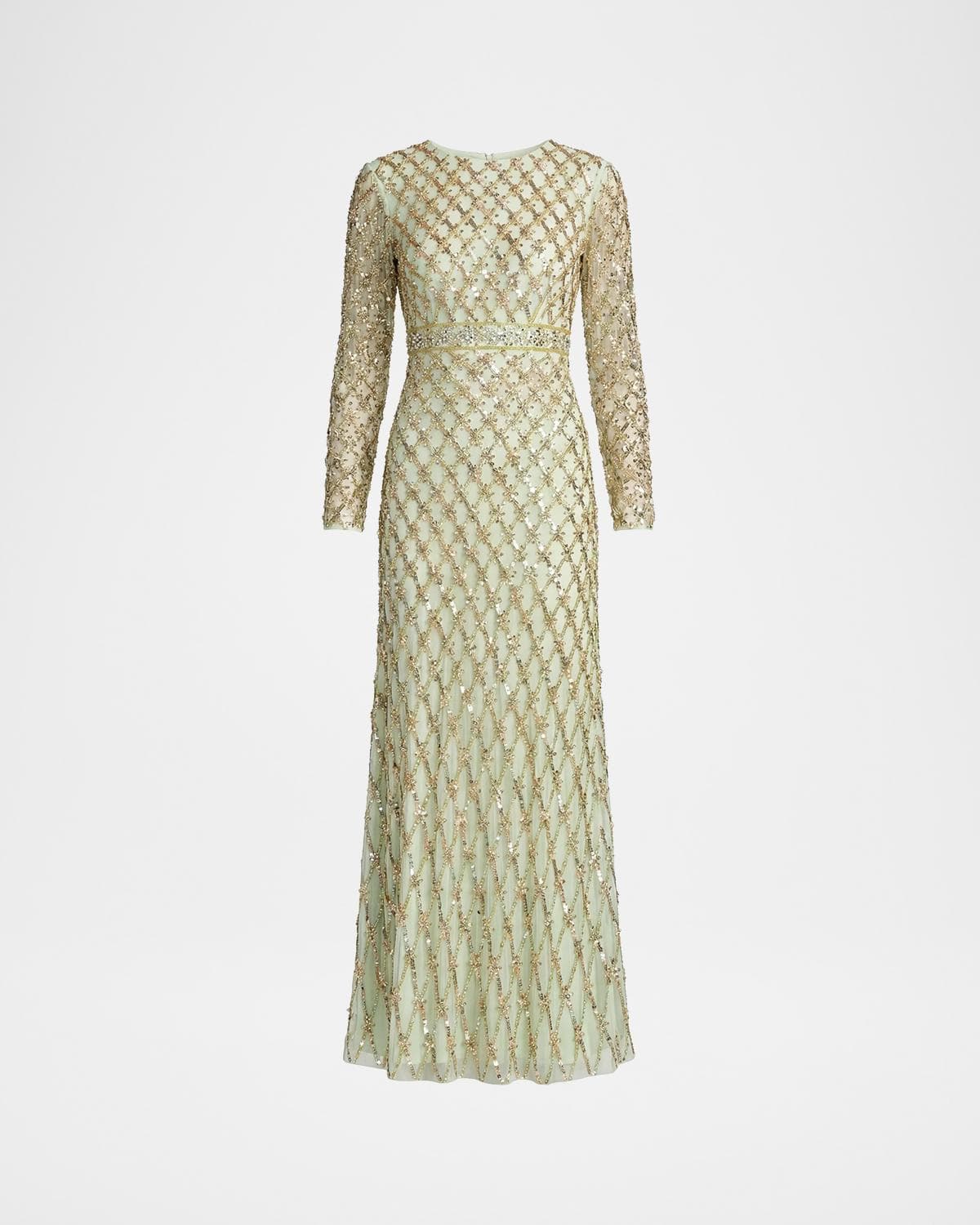 Mac Duggal Sequined Lattice Column Gown