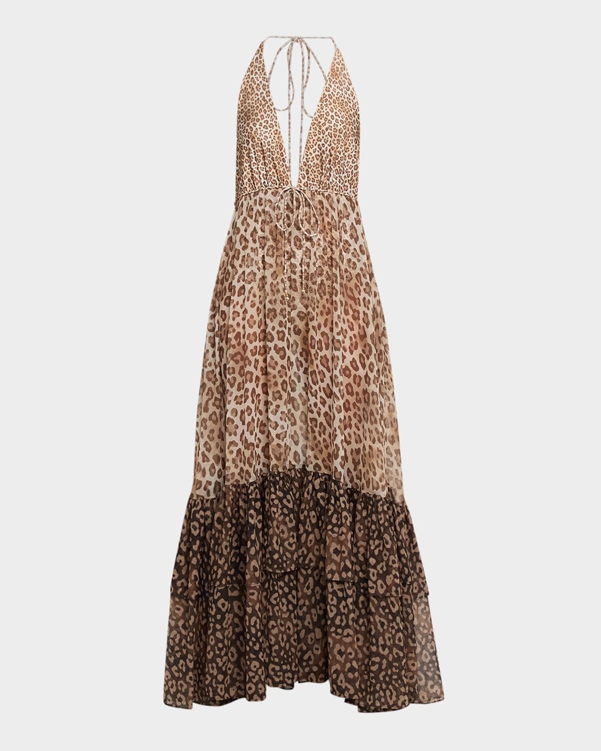 Ramy Brook Milena Colorblocked Leopard Maxi Dress · SMALL