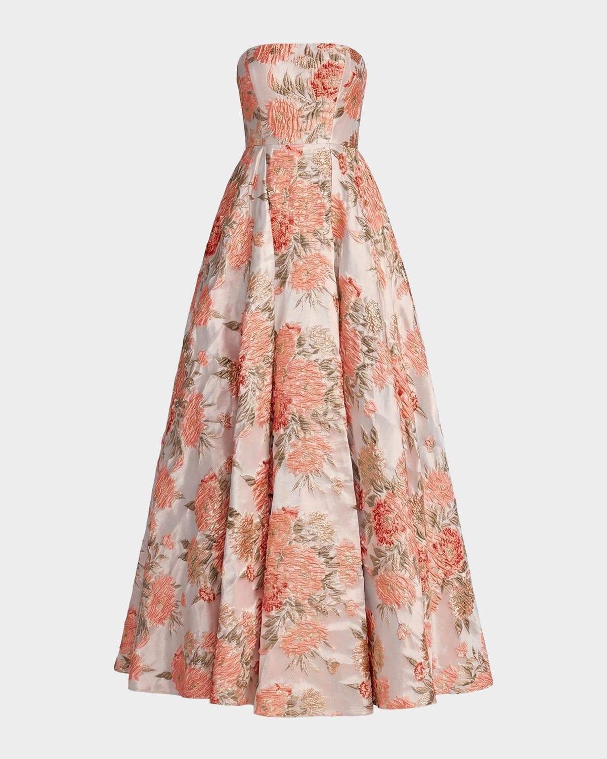 Mac Duggal Floral Brocade Strapless Ball Gown
