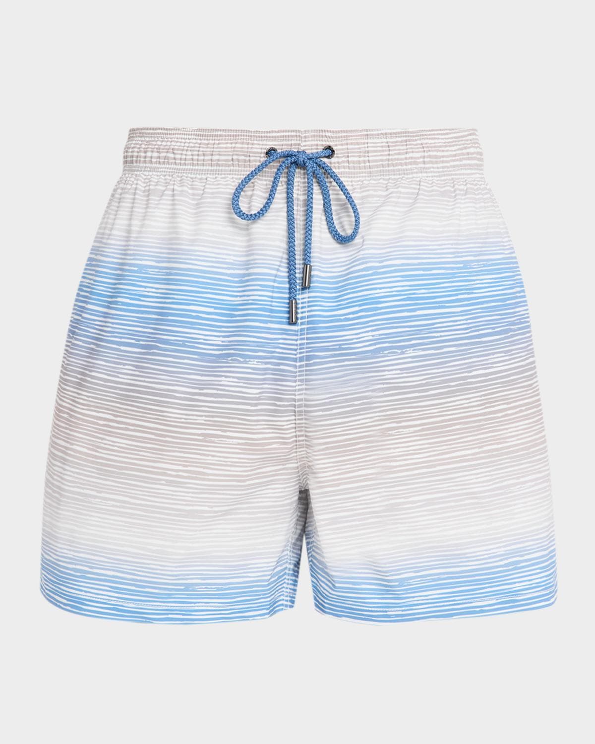 Bugatchi Men's Cruz Short-Length Horizon Line Swim Trunks