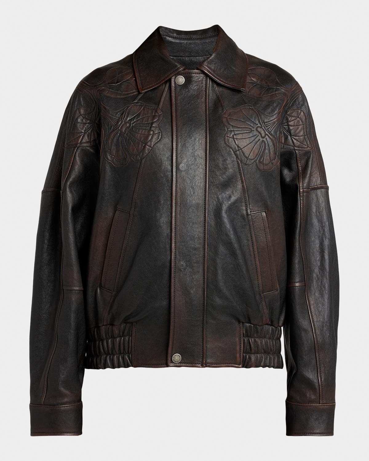 Golden Goose Journey Embroidered Nappa Leather Bomber Jacket