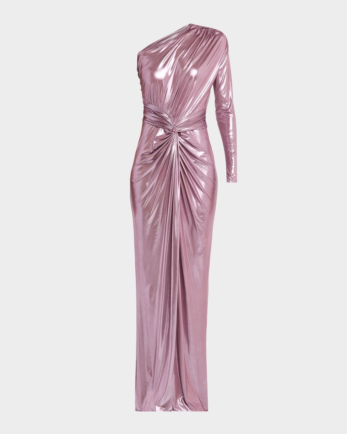 LAPOINTE One-Shoulder Twisted Metallic Coated Jersey Maxi Dress