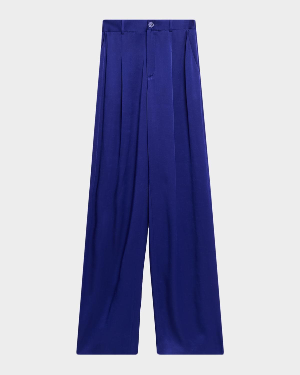 LAPOINTE Pleated Satin Wide-Leg Trousers