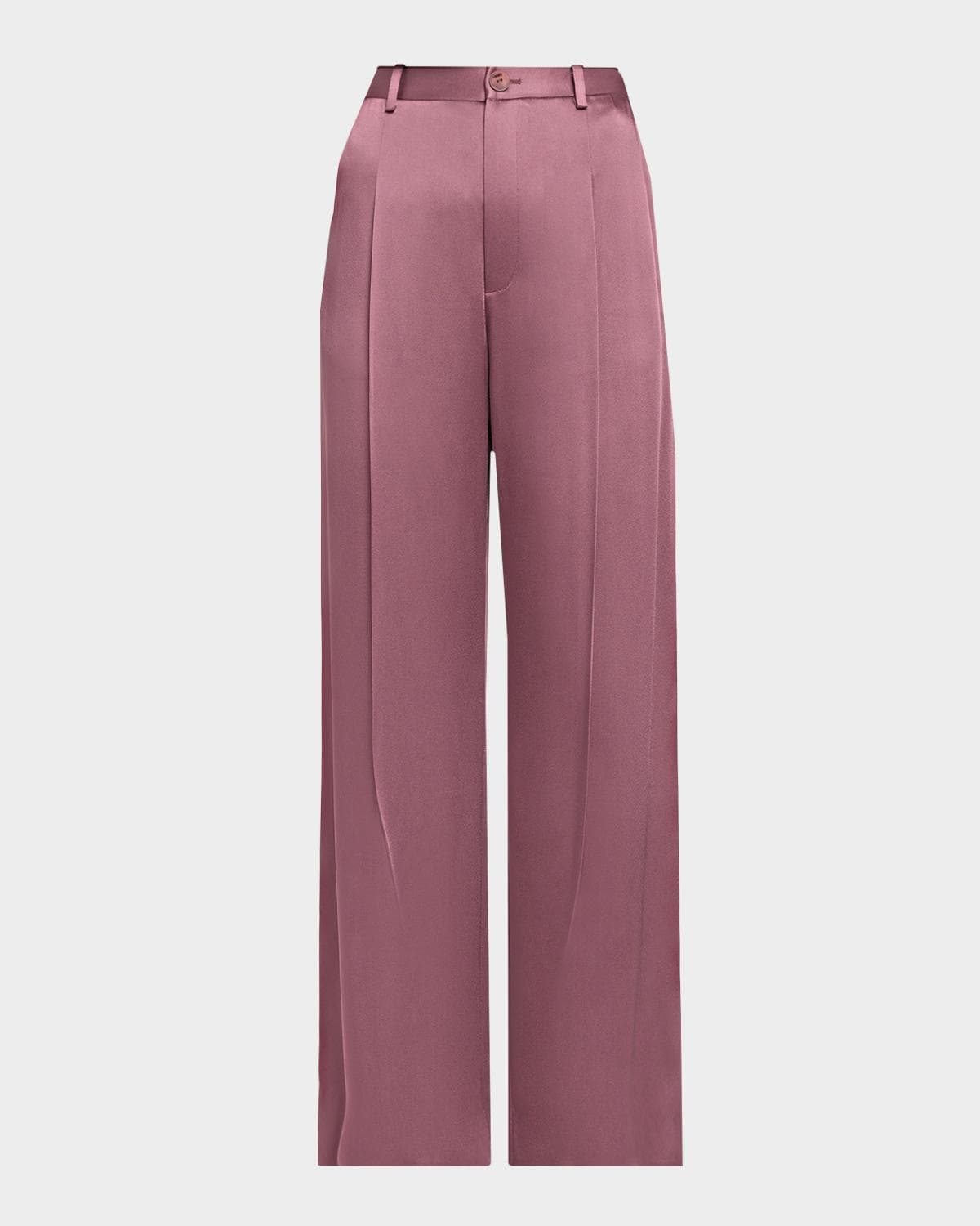LAPOINTE Pleated Satin Wide-Leg Trousers