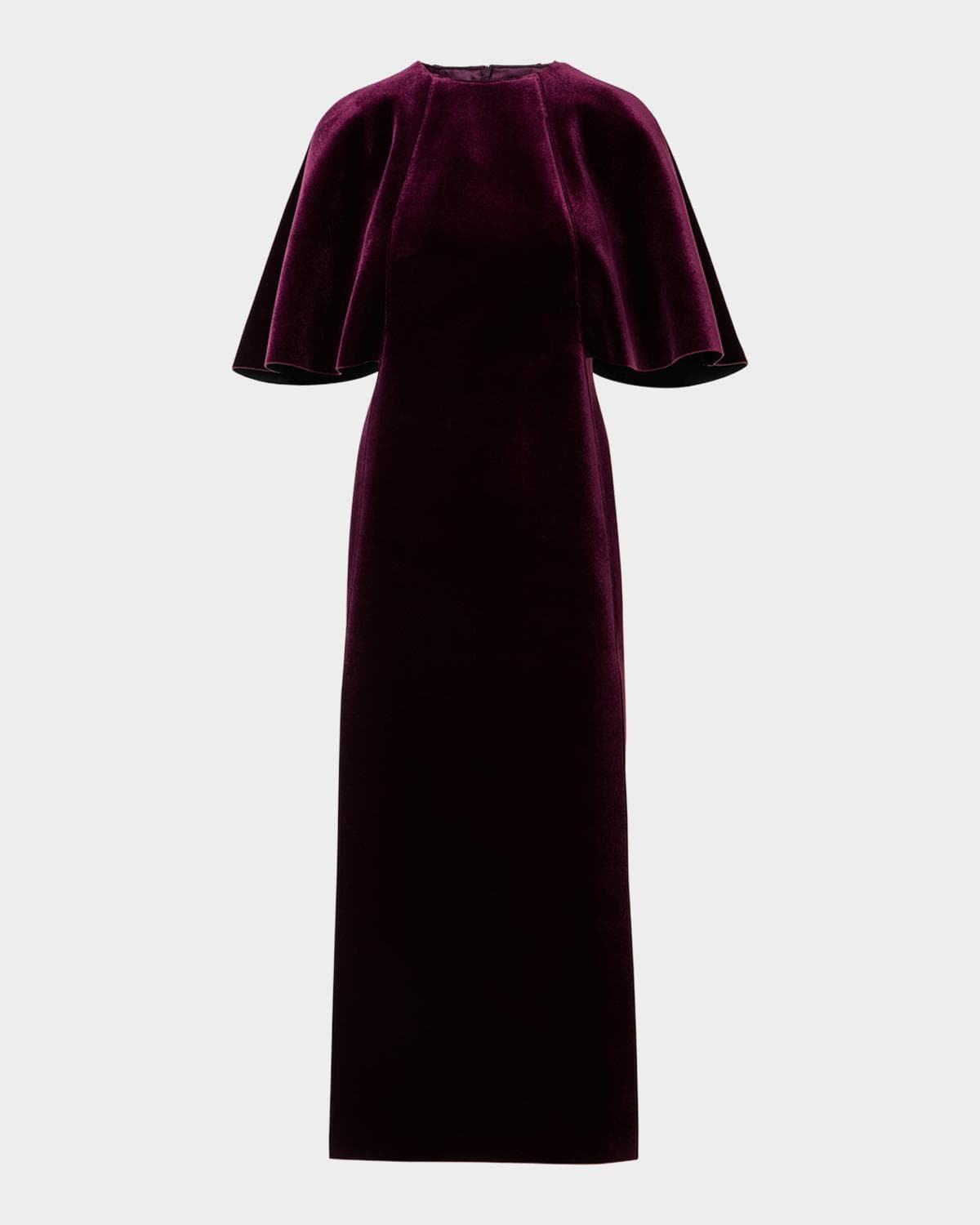 Akris Cape-Sleeve Velvet Neoprene Midi Dress