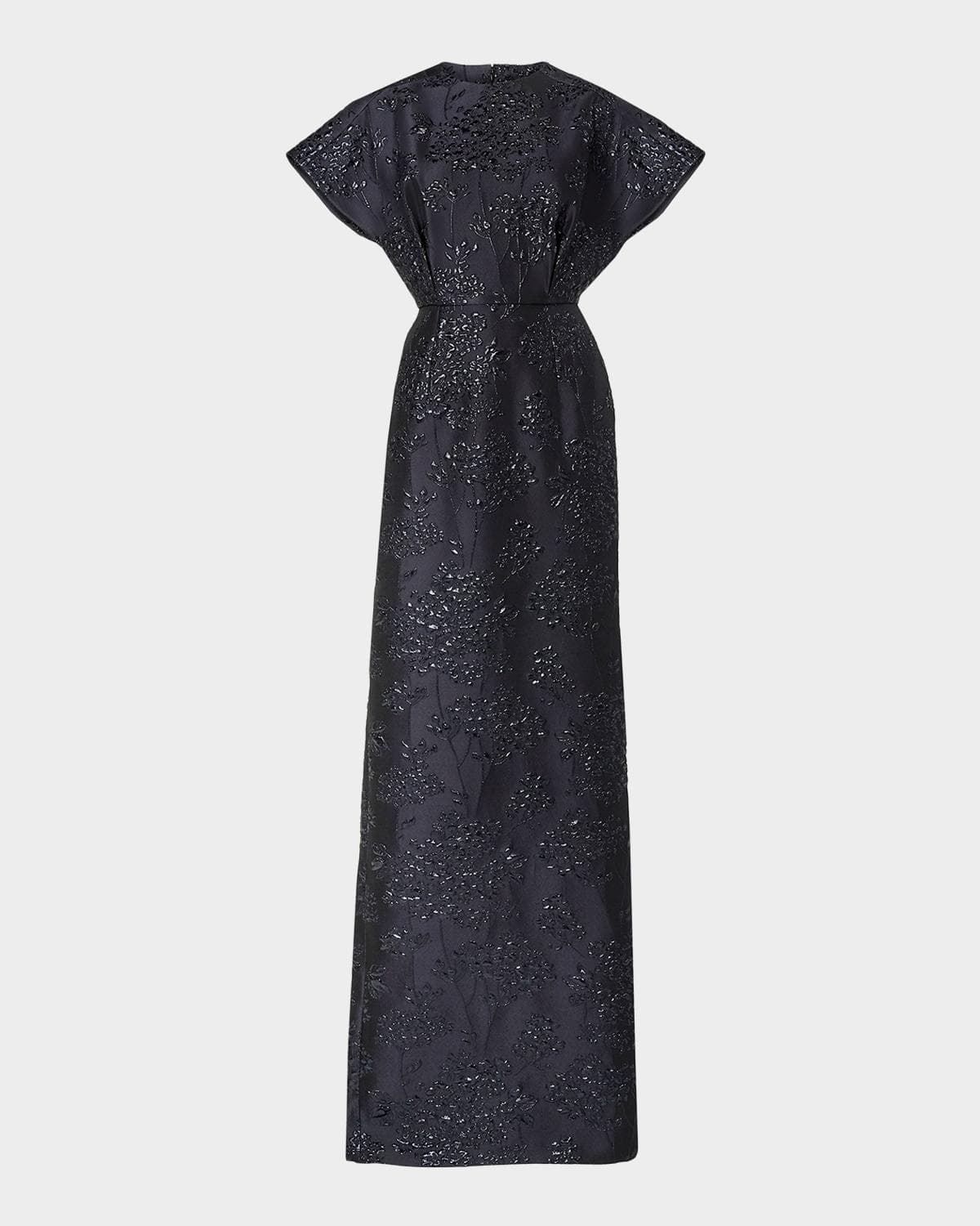 Carolina Herrera Rosette Collar Fan Bodice Gown