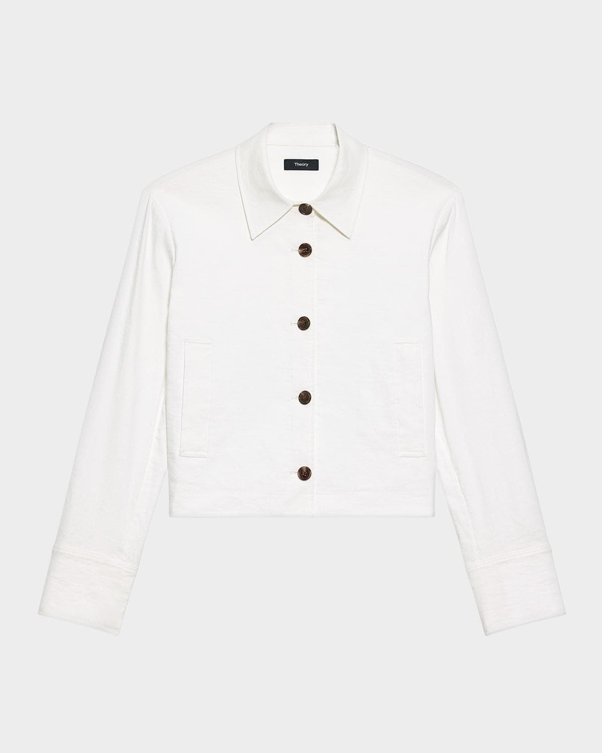 Theory Cropped Linen-Blend Shirt Jacket