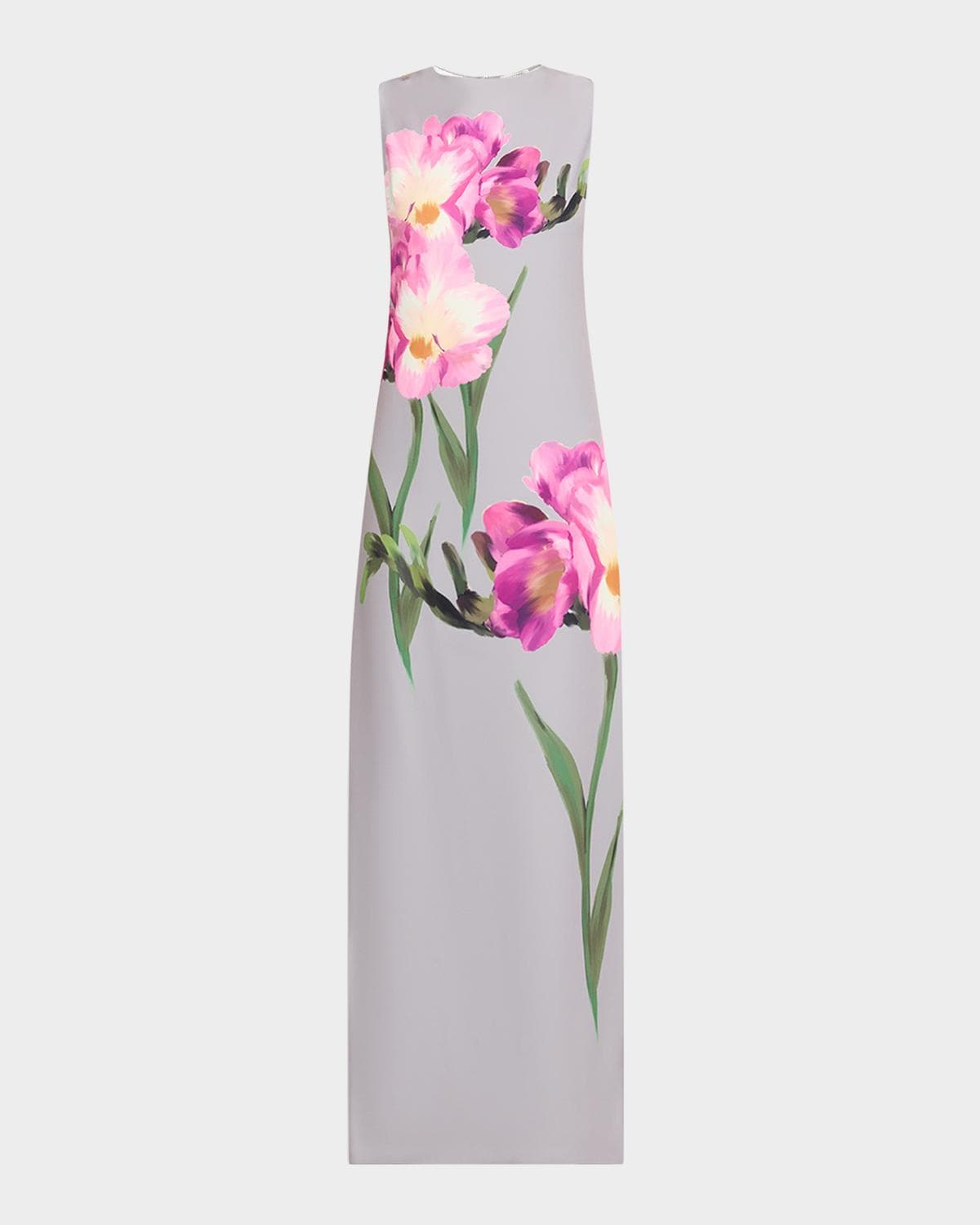Rickie Freeman for Teri Jon Sleeveless Floral-Print Scuba Column Gown