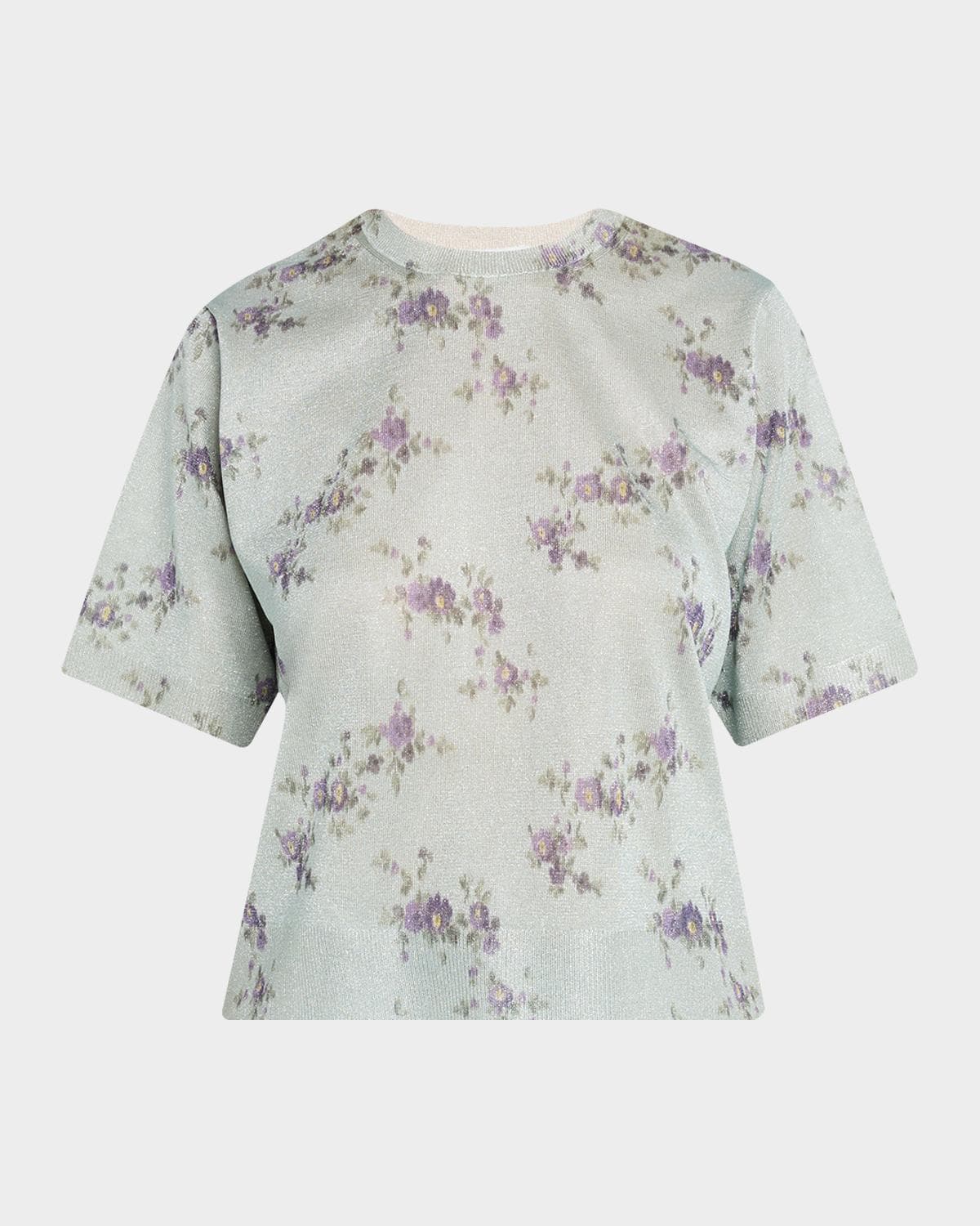Ganni Floral Metallic Crewneck Tee