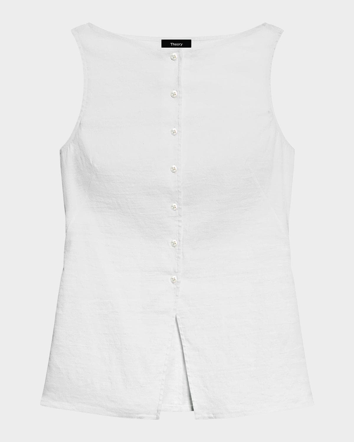 Theory Boat-Neck Sleeveless Cutaway Top