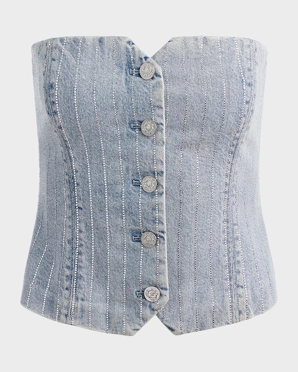 ALICE + OLIVIA Kelcey Denim Strapless Top
