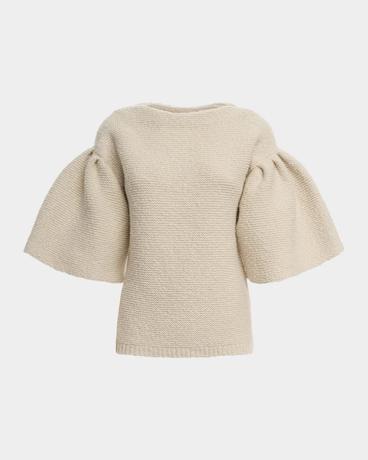 Malo Wool-Cashmere Knit Puff-Sleeve Top
